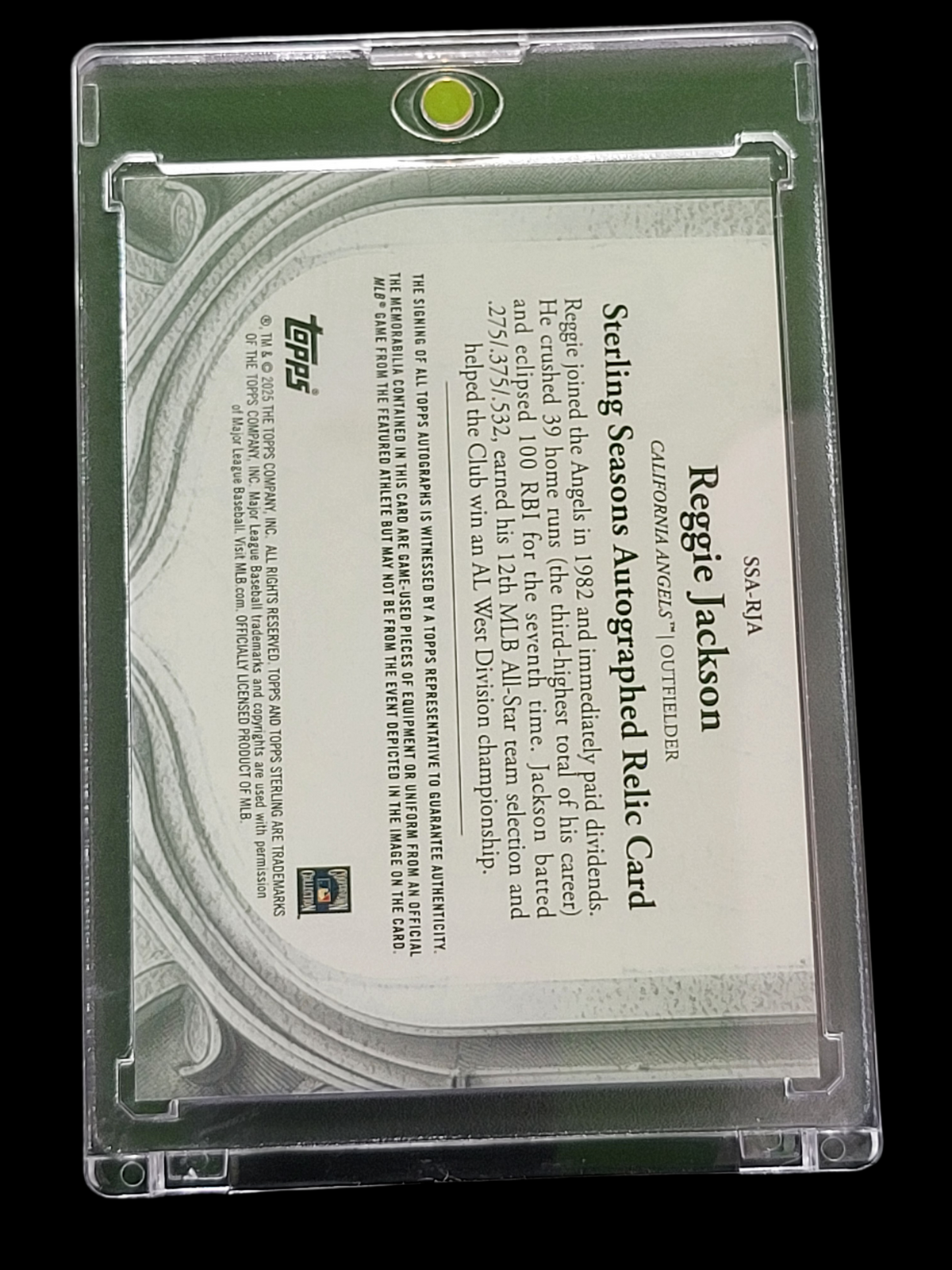 2023 Topps Reggie Jackson #SSA-RJA Game-Used Auto Relic Card /25 Dual