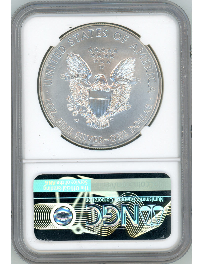2014-W S$1 Silver Eagle Burnished ER NGC MS70 Rhett Jeppson Signed