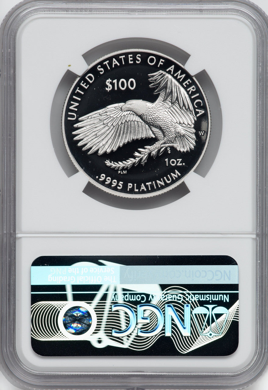 2022-W $100 One-Ounce Platinum Eagle Freedom of Speech FDI NGC PF70 Ron Harrigal Signed