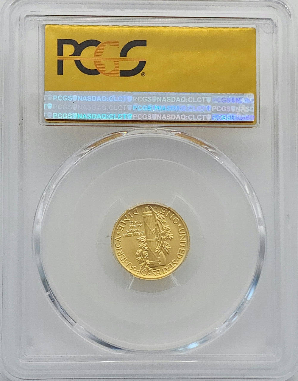 2016-W 10C Mercury Dime Gold 100th Anniversary First Strike Gold Foil Label PCGS SP70