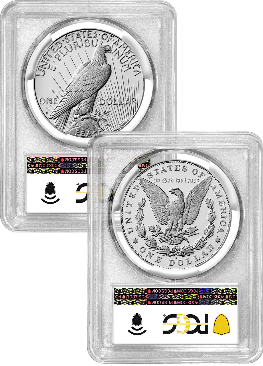 2025-S Morgan and Peace Silver Dollar 2pc Set FDI Coin PCGS PR70