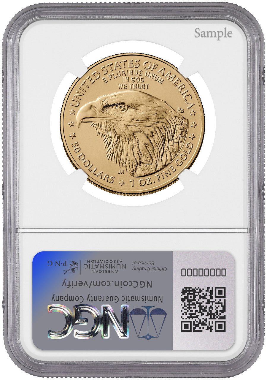 2025 W $50 Burnished Gold Eagle First Day of Issue NGC MS70