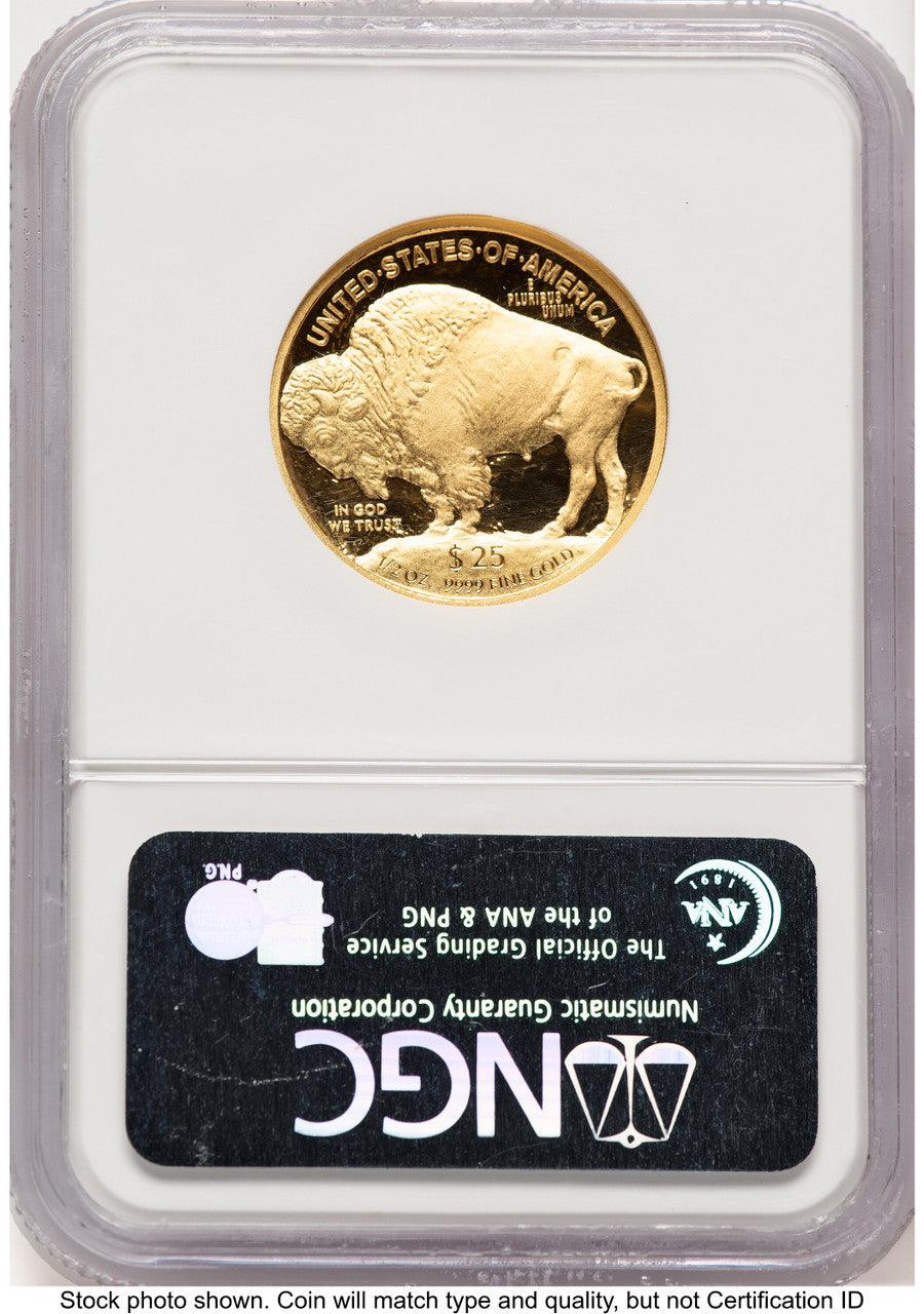 2008-W Proof Gold Buffalo 1/2 oz ER Blue NGC PF70