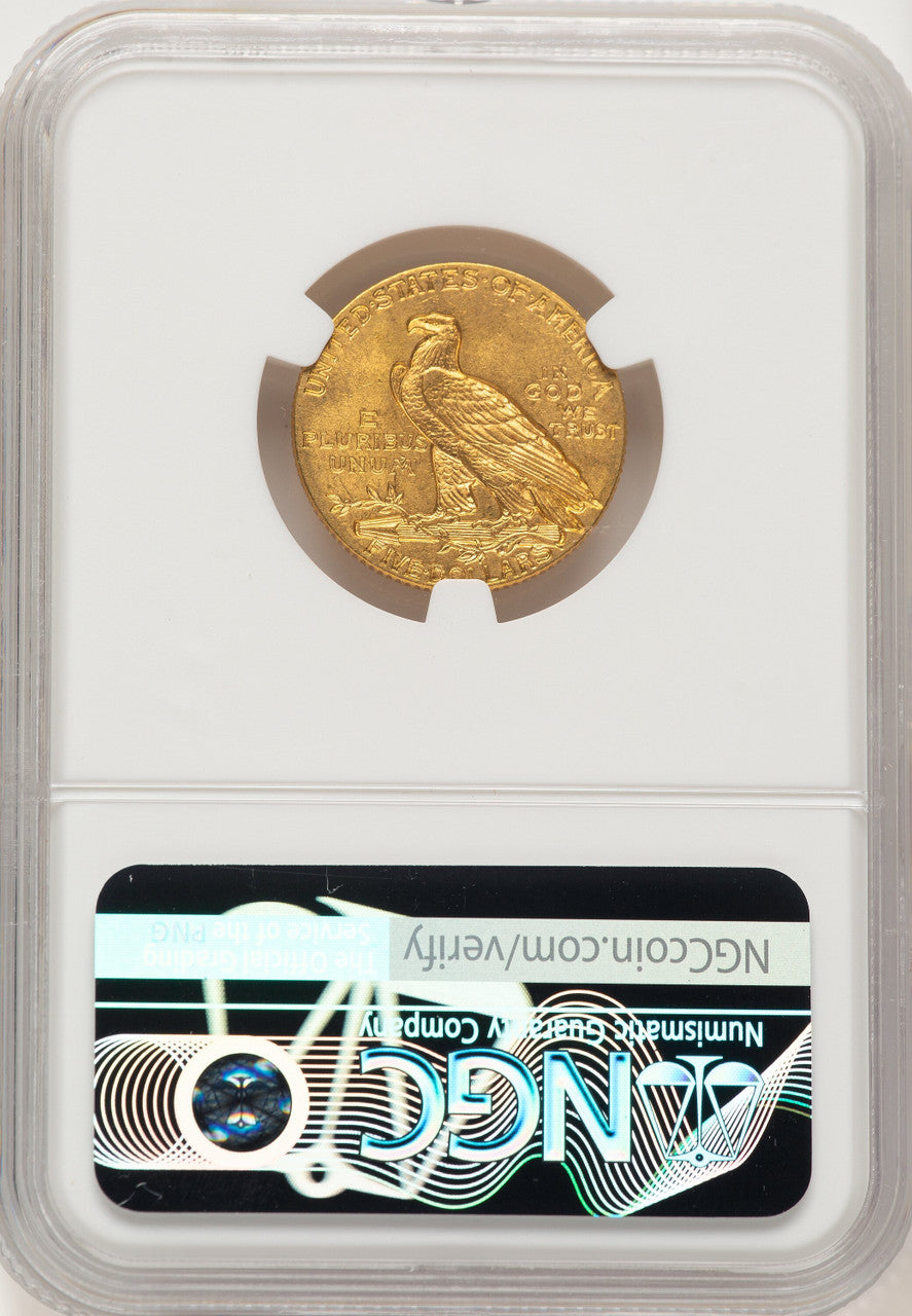 1908 $5 Indian Half Eagle NGC MS65