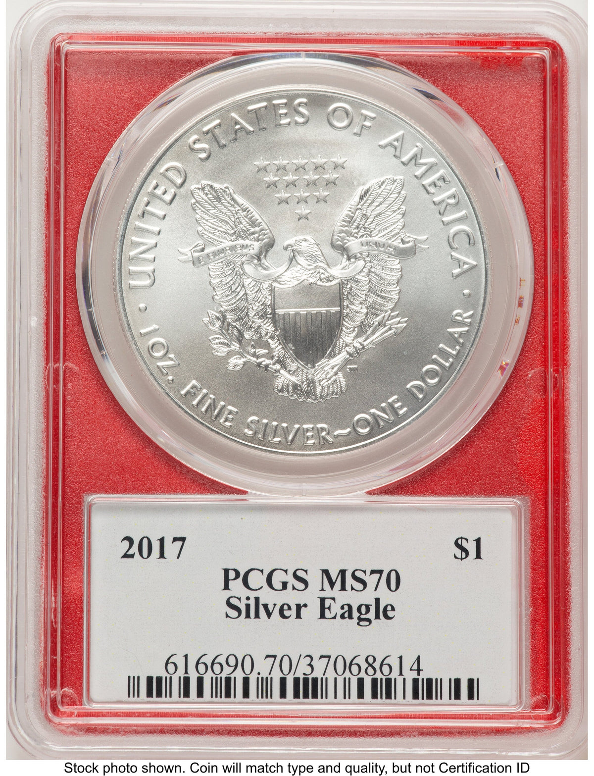 2017 Silver Eagle Trump History in Your Hands Red Frame Label PCGS MS70