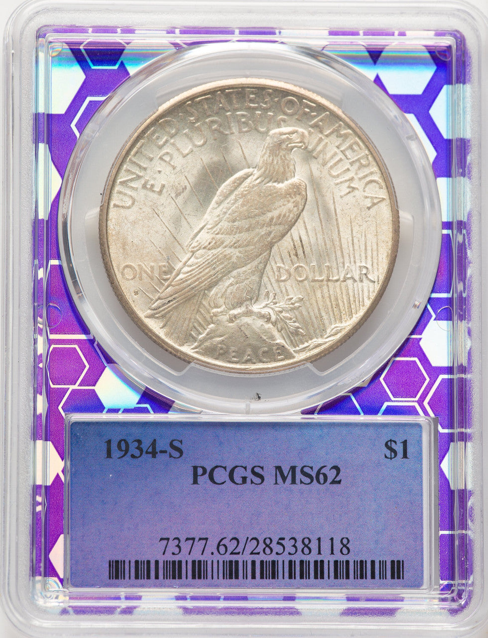 1934-S Peace Dollar PCGS MS62 (780677006)