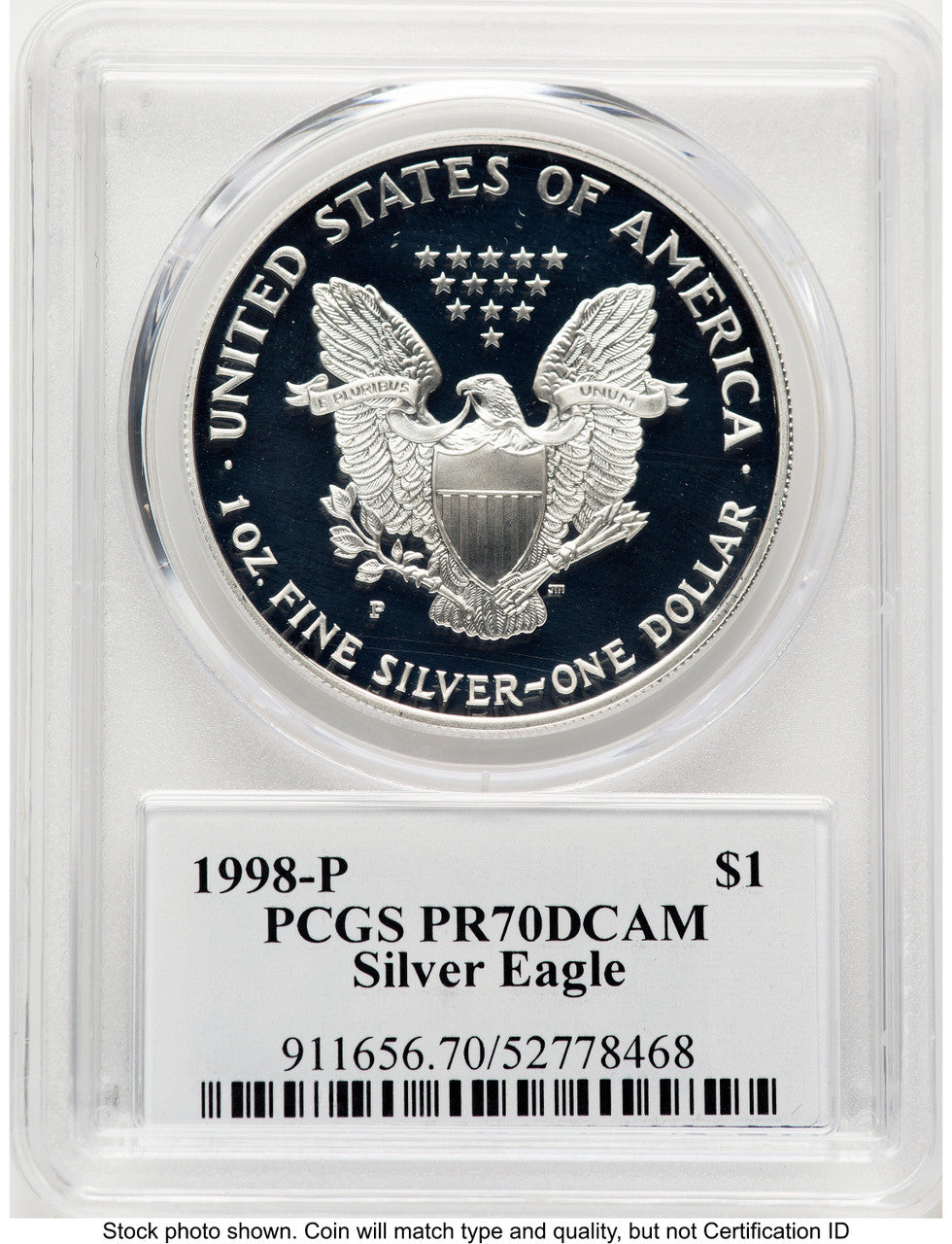 1998-P Proof Silver Eagle 1 oz TD Rogers PCGS PR70