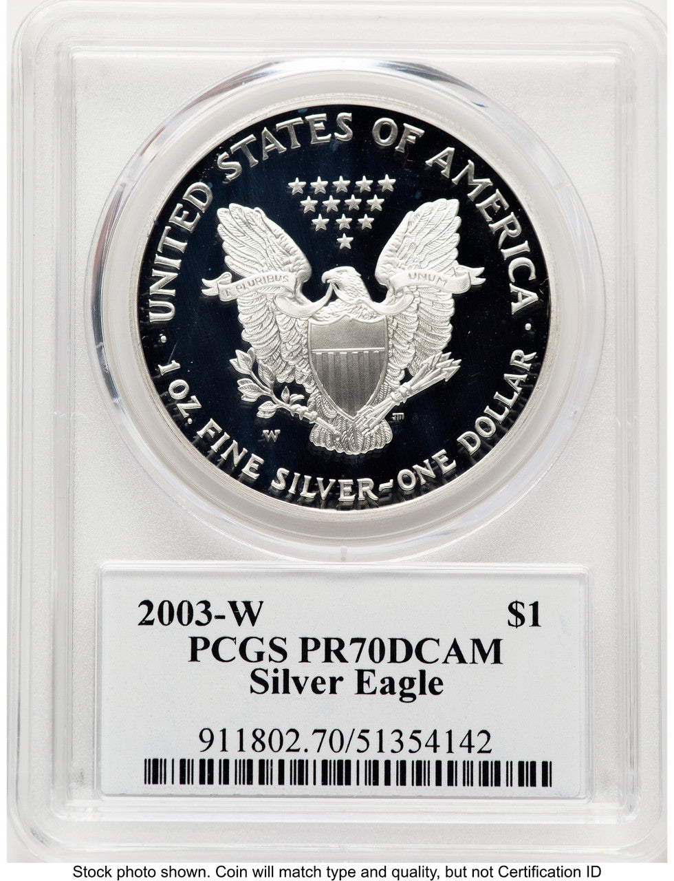 2003-W Proof Silver Eagle 1 oz TD Rogers PCGS PR70 (781017130)