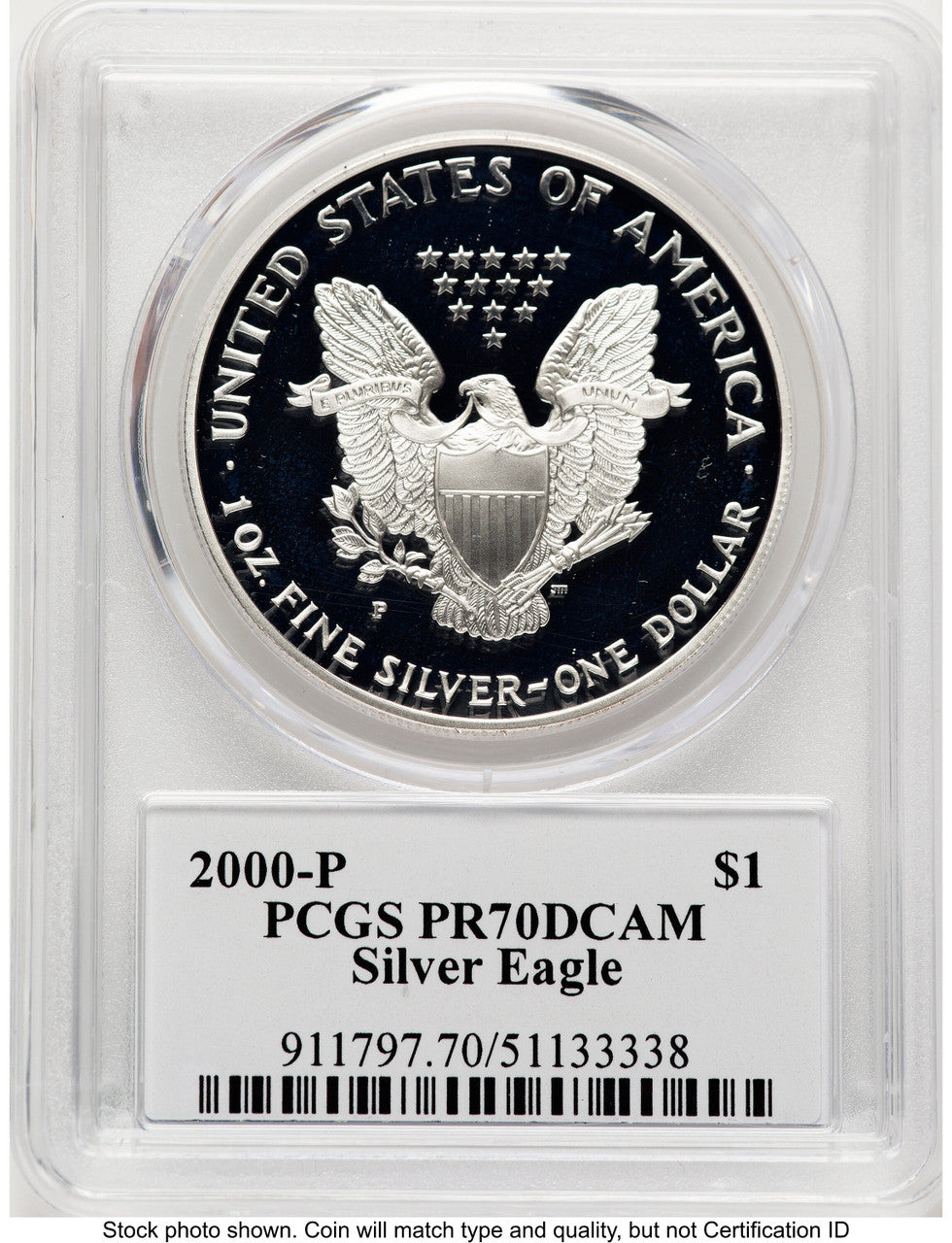 2000-P Proof Silver Eagle 1 oz TD Rogers PCGS PR70 (781017141)