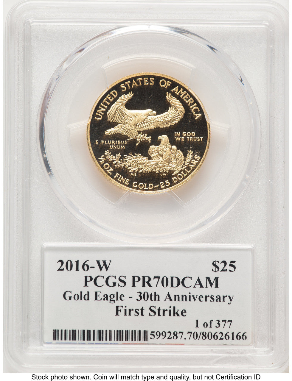 2016-W Proof Gold Eagle 1/2 oz FS PCGS PR70 Ed Moy