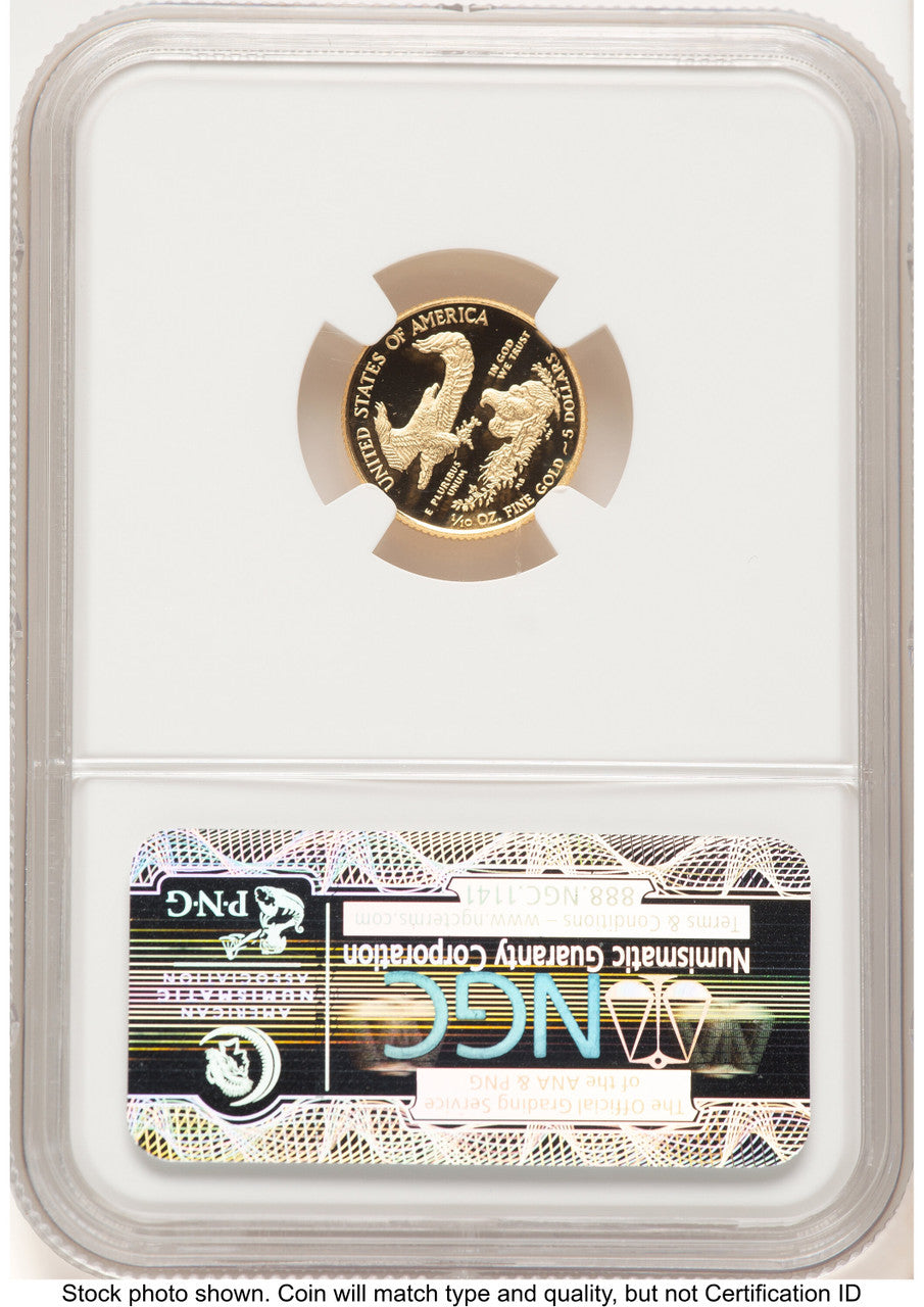 2014-W Proof Gold Eagle 1/10 oz ER Blue NGC PF70 (783013037)
