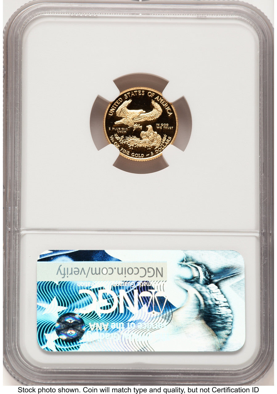 2017-W Proof Gold Eagle 1/10 oz ER Blue NGC PF70