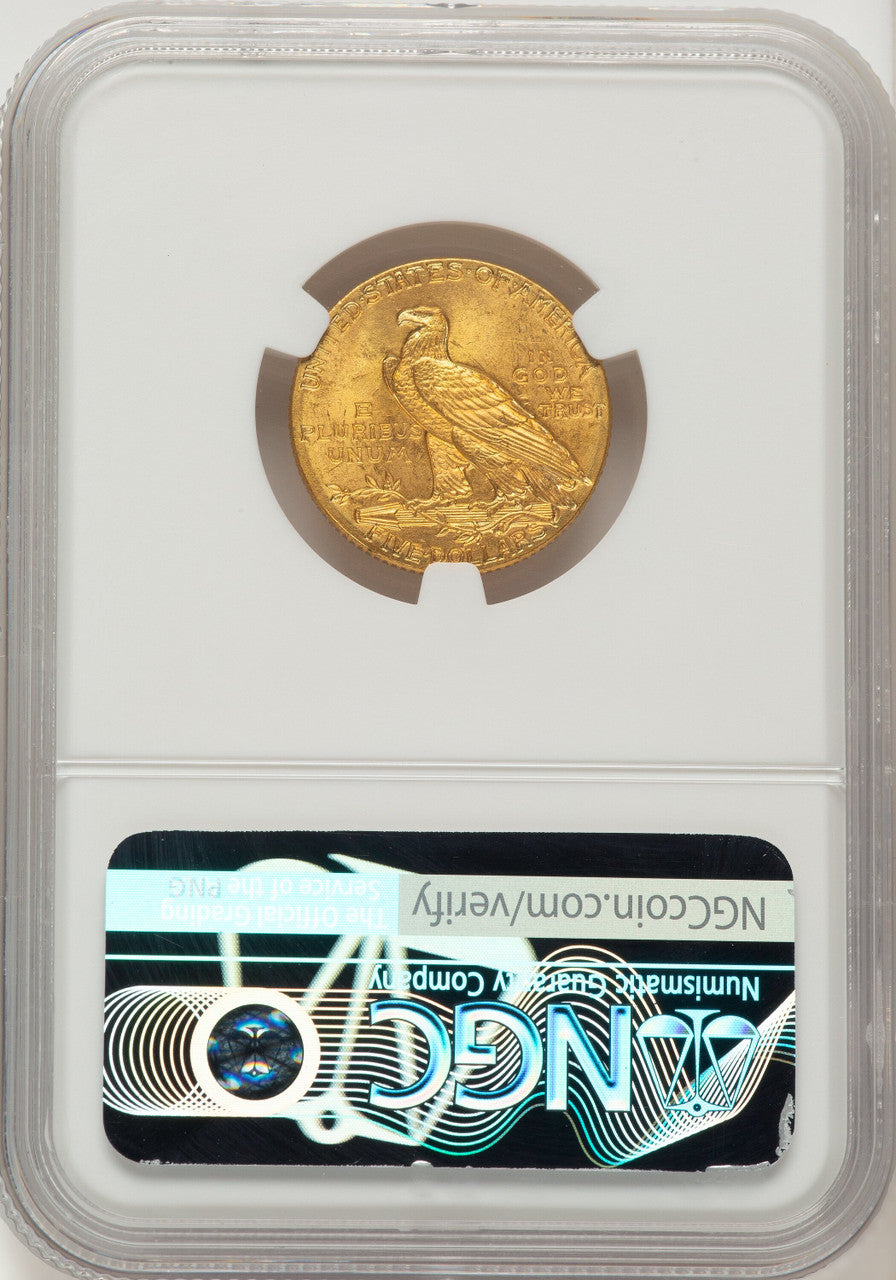 1908 $5 Indian Half Eagle NGC MS65