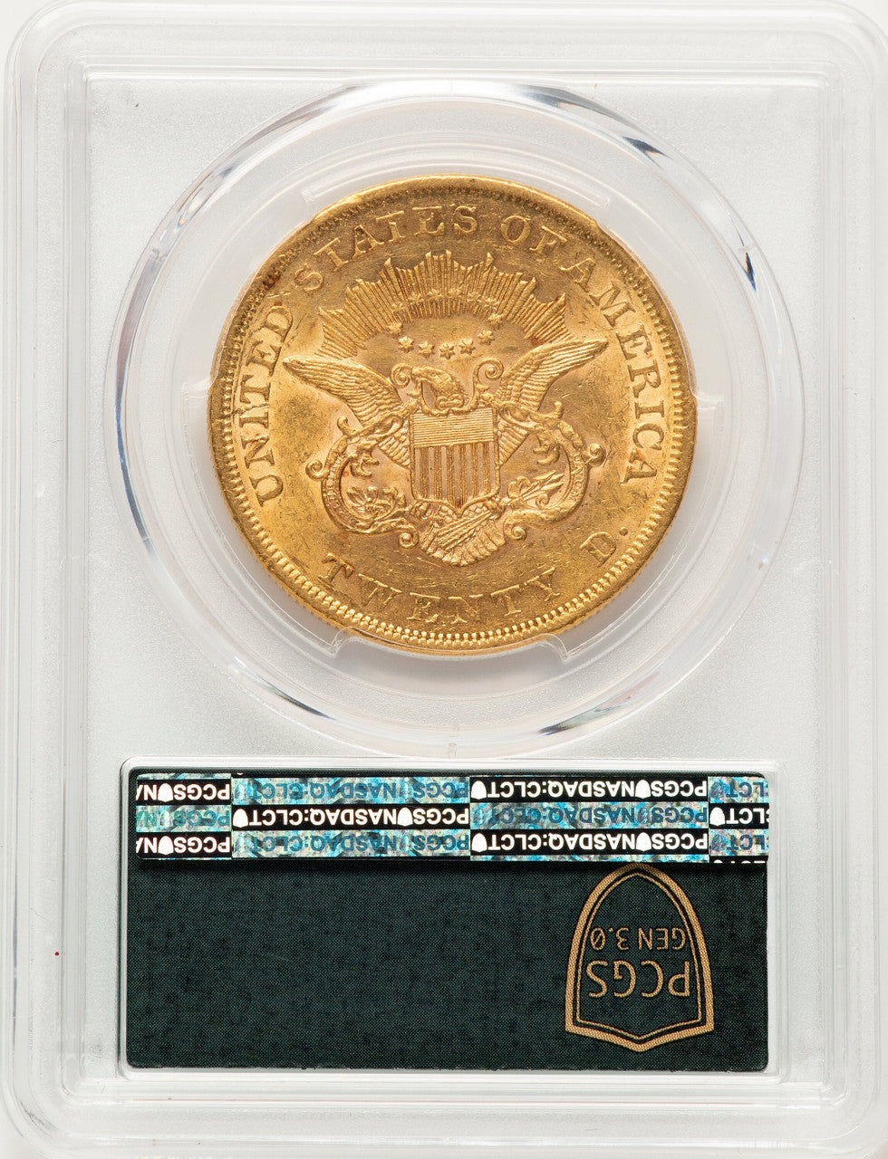 1861 $20 Green Label Liberty Double Eagle PCGS AU55