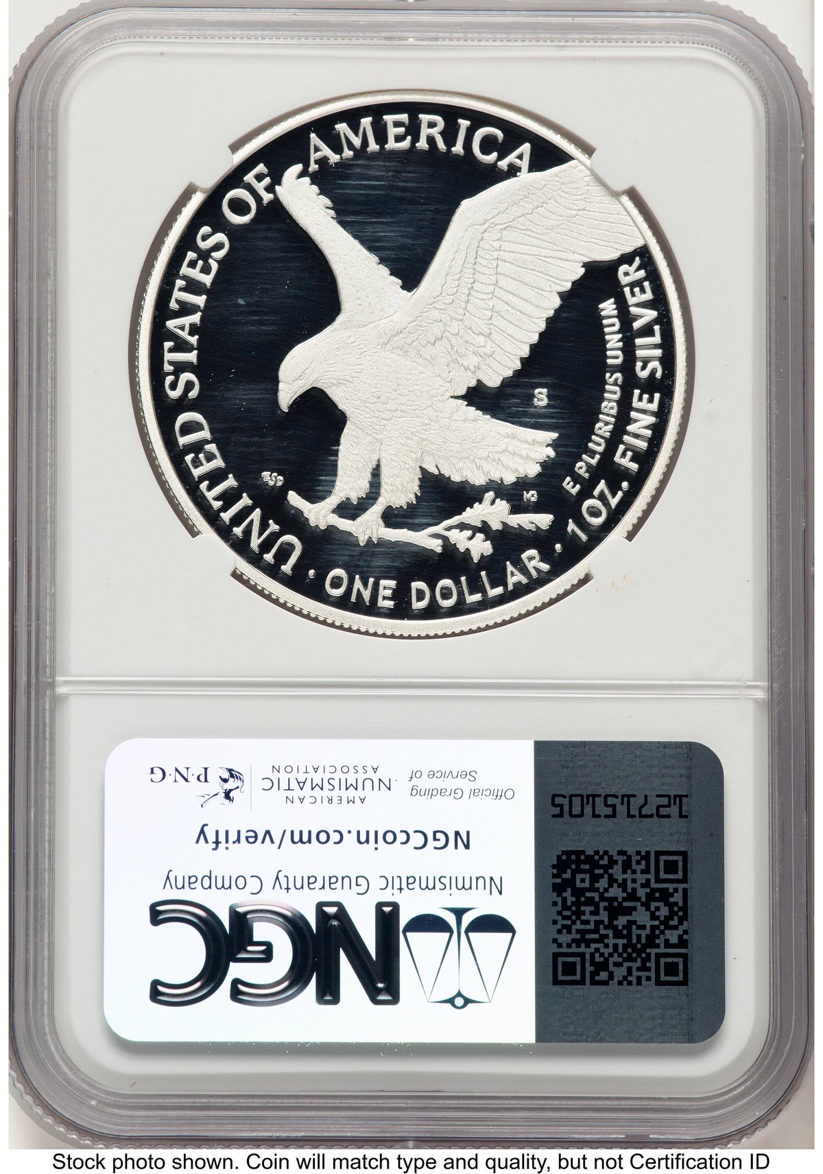 2023-S Proof Silver Eagle 1 oz ER Miles Standish Eagle Flag NGC PF70