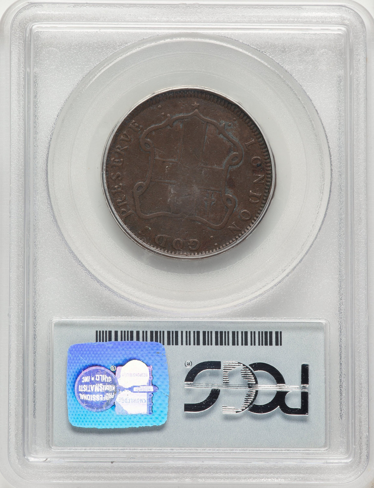 London Elephant Token Diagonals BN Colonials PCGS AU50