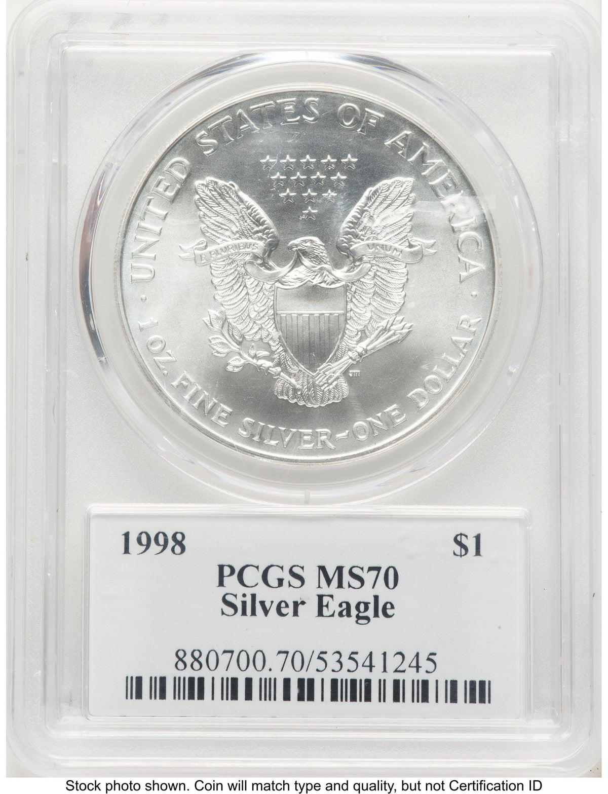 1998 Silver Eagle John PCGS MS70 Mercanti