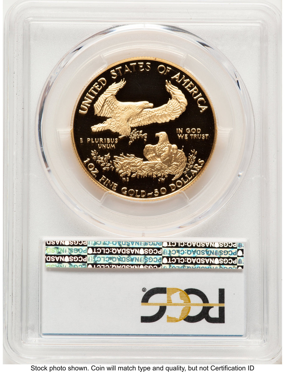 1990-W Proof Gold Eagle 1 oz Blue Gradient PCGS PR70