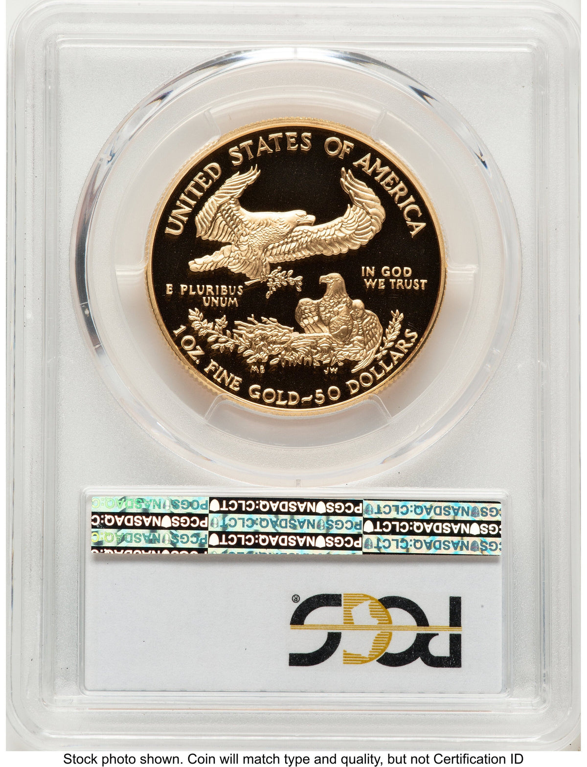 2001-W Proof Gold Eagle 1 oz Blue Gradient PCGS PR70