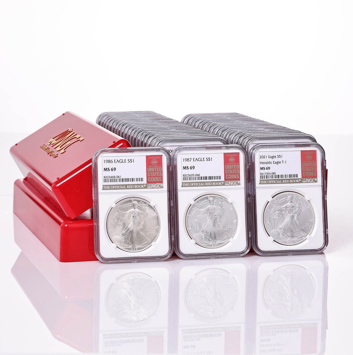 1986-2025 American Silver Eagle 41-pc Set NGC MS69 Red Book (3 New NGC Boxes)