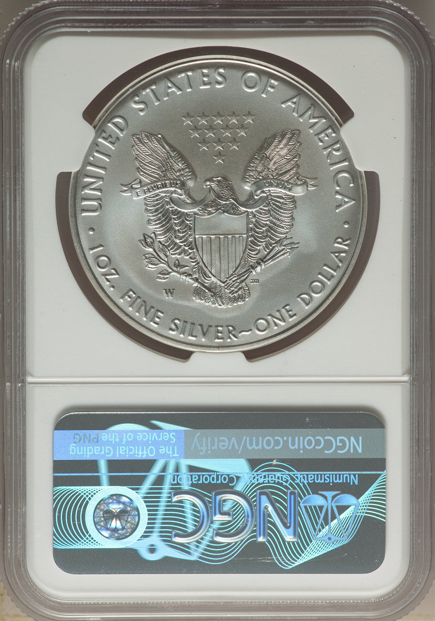 2016-W S$1 Silver Eagle Burnished Lettered Edge 30th Anniversary First Day of Issue SP NGC MS70