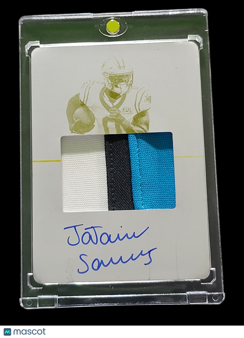 2025 Panini National  Ja'Tavion Sanders #182 Yellow Printing Plate Patch