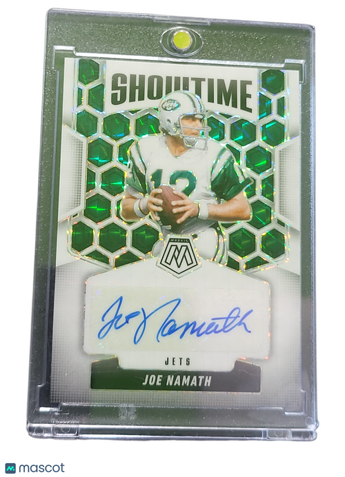 2025 Panini Mosaic Football Showtime Signatures Joe Namath #SOS-JNA Green 07/25