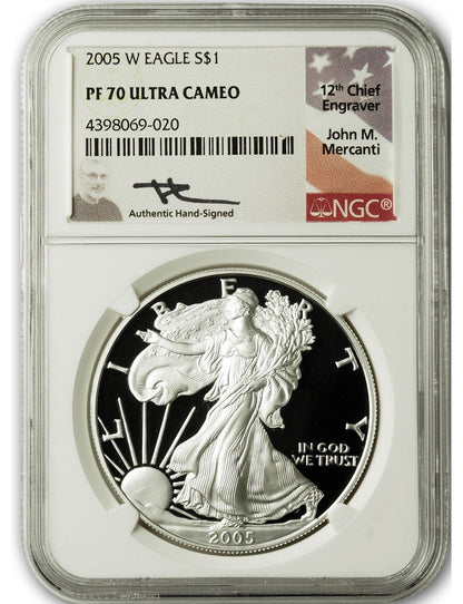2005-W American Silver Eagle NGC PF70 UCAM Mercanti Signed