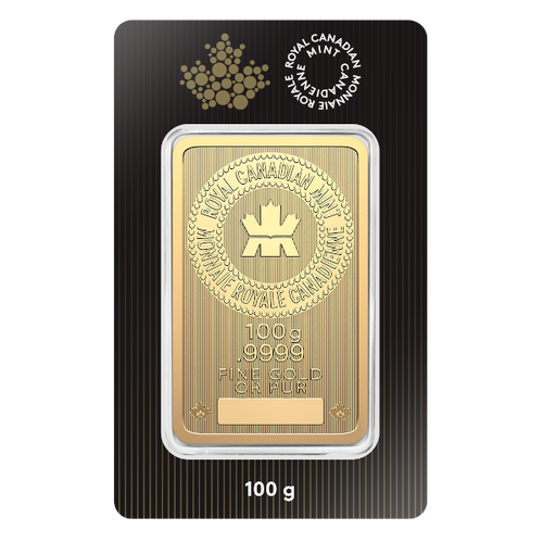 100 Gram Gold Bar Royal Canadian Mint