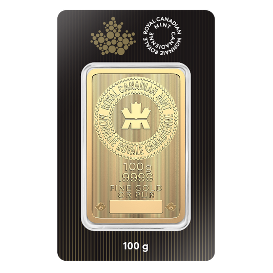 100 Gram Gold Bar Royal Canadian Mint