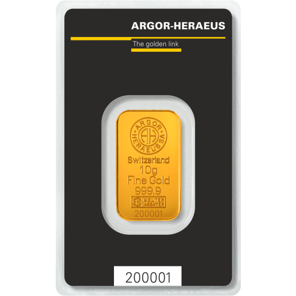 10 Gram Gold Bar Argor-Heraeus New w/Assay