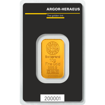 10 Gram Gold Bar Argor-Heraeus New w/Assay