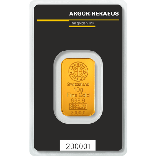 10 Gram Gold Bar Argor-Heraeus New w/Assay