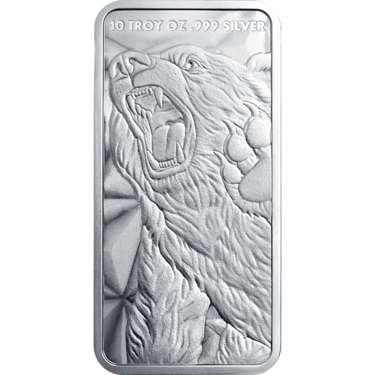 10 Oz Silver Bar Bull and Bear Golden State Mint
