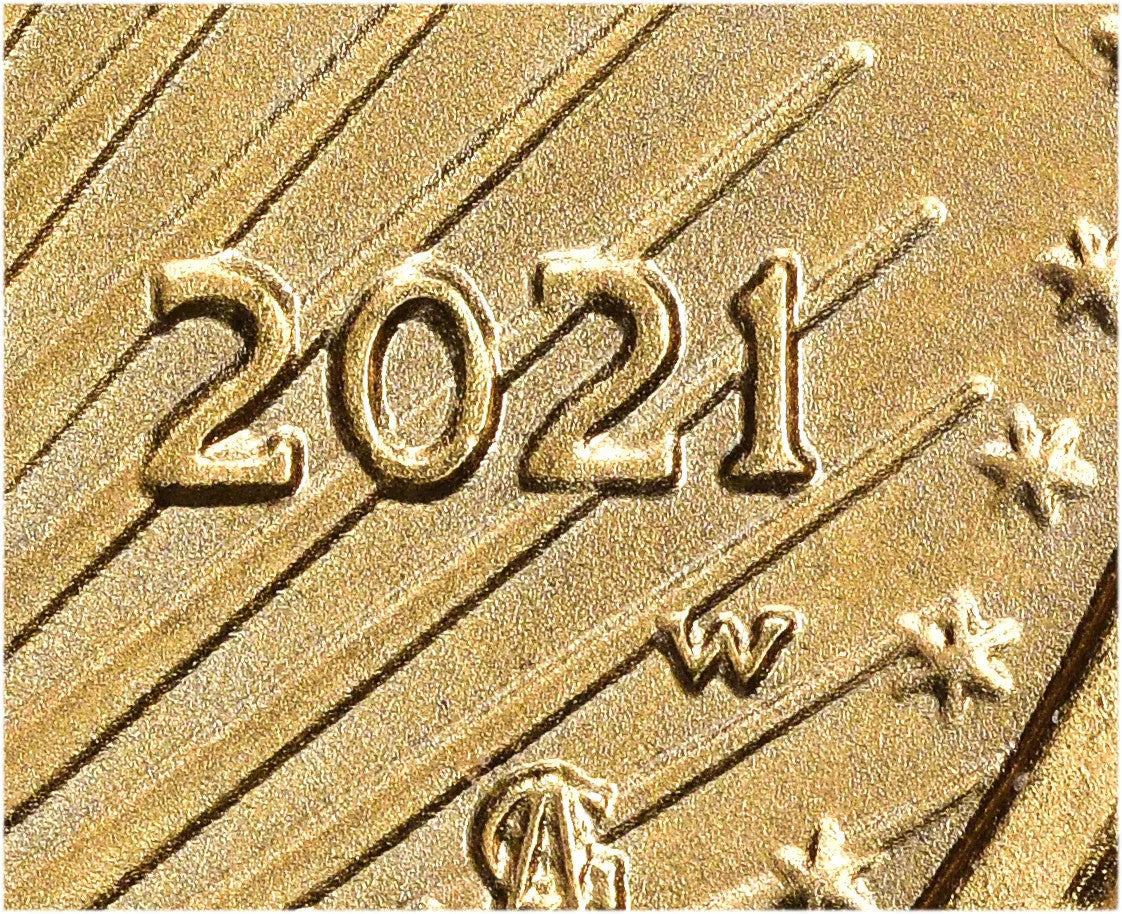 2021-W $10 Mint Error 1/4 oz Gold Eagle Type 2 With W NGC MS69 Ron Harrigal Signed