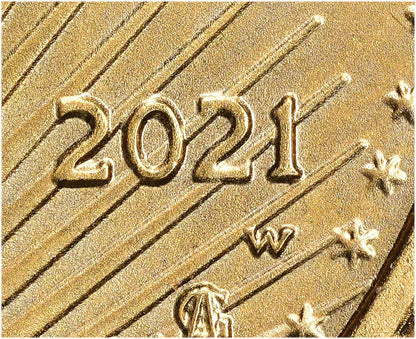 2021-W $10 Mint Error 1/4 oz Gold Eagle Type 2 With W NGC MS69 Ron Harrigal Signed