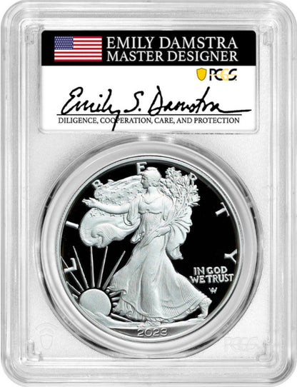 2023-W Silver Eagle First Strike PR70 PCGS Damstra Signed
