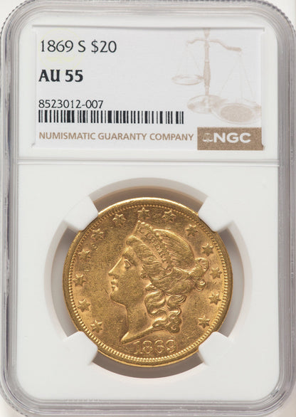 1869-S $20 Liberty Double Eagle NGC AU55 (177347052)