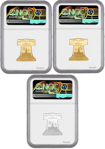 2026-P Freedom Ringing Liberty Bell 3-Coin Set FDI NGC PF70 Harrigal 250 Label