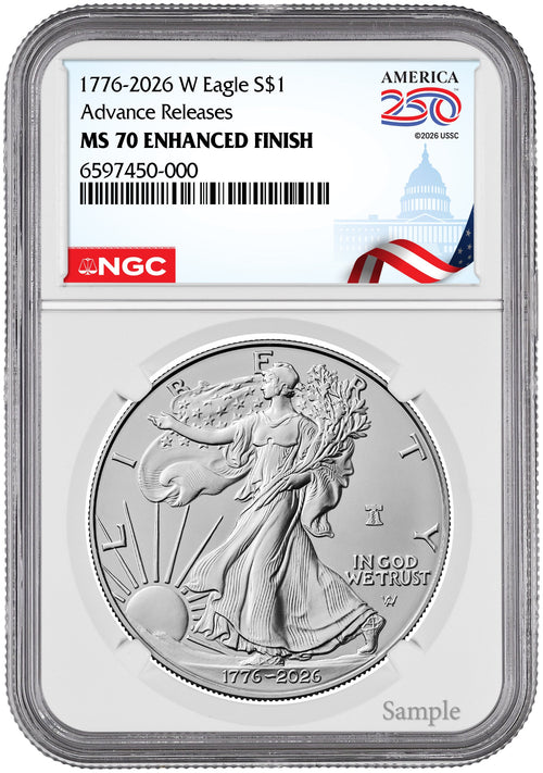 2026-W Enhanced Silver Eagle 250 Advanced Releases NGC MS70 (1776-2026) Congress