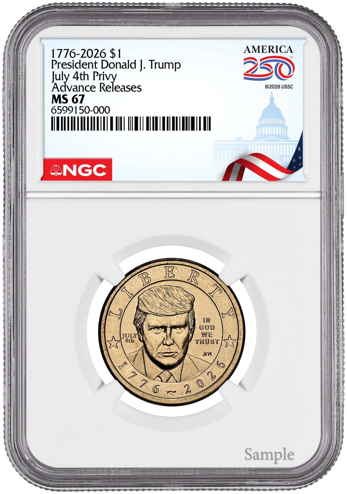 2026 President Donald J. Trump Semiquincentennial July 4th Privy AR NGC MS67 Congress