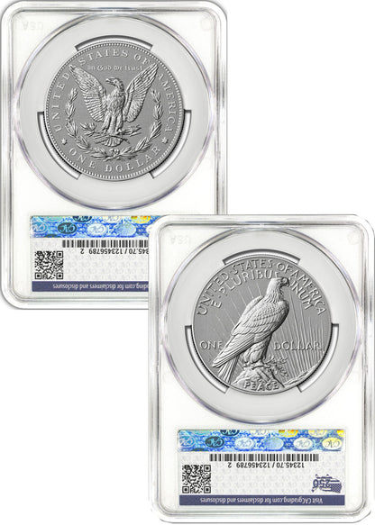 2026-P Morgan and Peace Dollar Reverse Proof 2-Coin Set CAC PR70 FDD Battlefield 250 Label