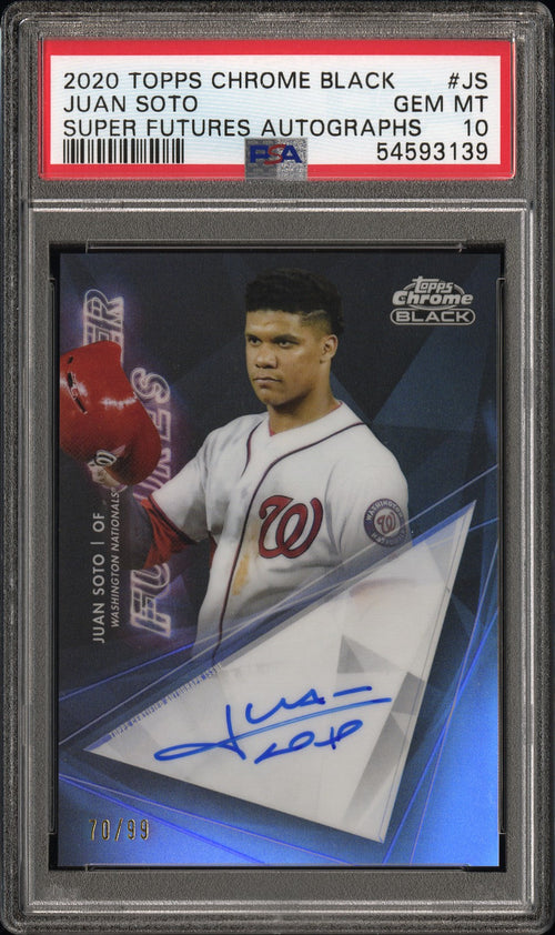2020 Topps Chrome Black Super Futures Autographs Juan Soto #JS /99 PSA 10
