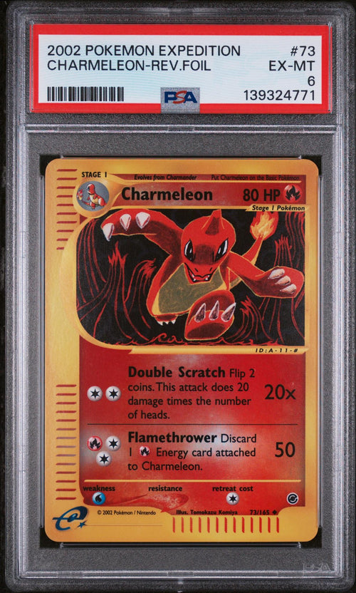 2002 Expedition English Reverse Holo Charmeleon #73 PSA 6