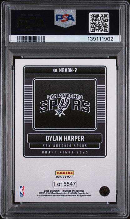 2025 Panini Instant Draft Night Dylan Harper #NBADN2 /5547 /1 PSA 10