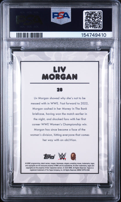 2025 Topps WWE X Bape Black & White Camo Foil Liv Morgan #28 /50 PSA 10