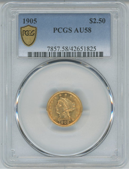 1905 $2.50 Liberty Quarter Eagle PCGS AU58