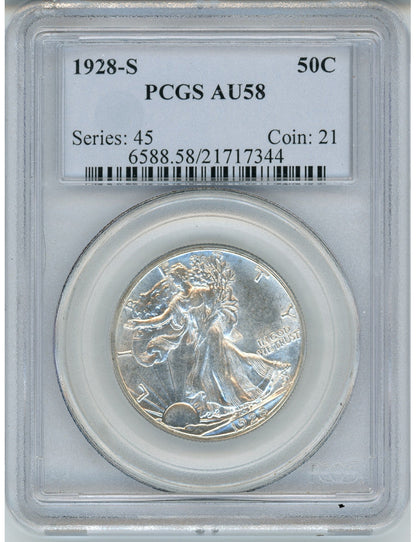 1928-S 50 Walking Liberty Half Dollar PCGS AU58