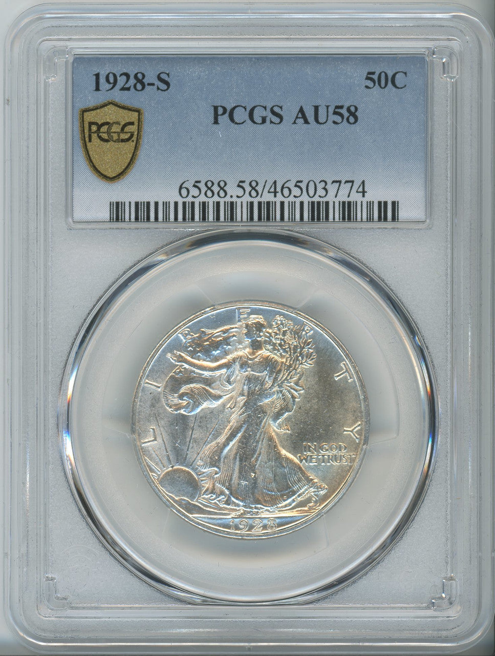 1928-S 50C Walking Liberty Half Dollar PCGS AU58