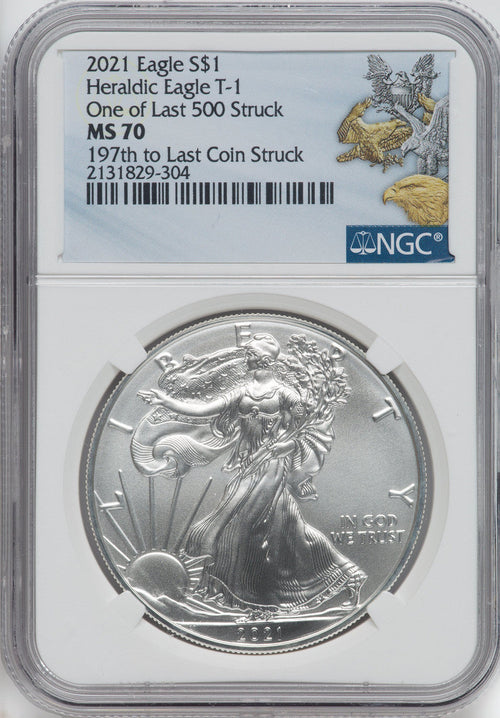 2021 American Silver Eagle Type 1 At Dusk & Dawn 35th Anniversary 197th To Last NGC MS70